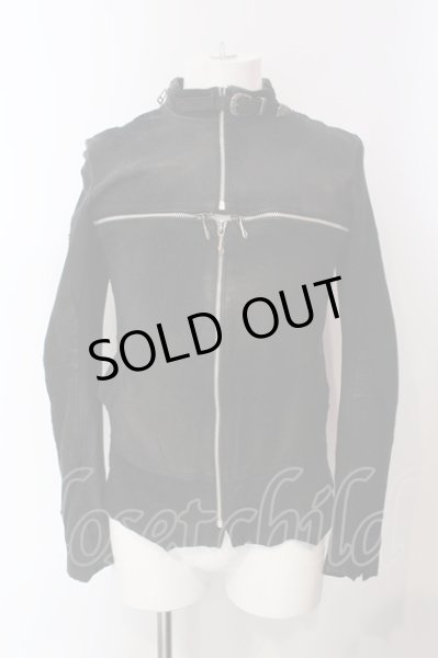 画像1: 14th Addiction / Cross Zip Leather ジャケット 1 ブラック（ムラ染色） O-25-04-06-063-14-ou-YM-ZT-ML038 (1)