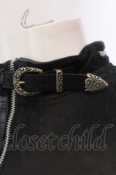 画像2: 14th Addiction / Cross Zip Leather ジャケット 1 ブラック（ムラ染色） O-25-04-06-063-14-ou-YM-ZT-ML038