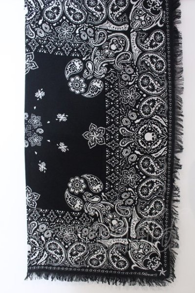 画像2: Roen / 大判ペイズリーストール  ブラック O-25-04-06-070-Ro-0-YM-ZT325 (2)