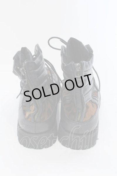 画像4: 14th Addiction / LEGION SHOES03 シューズ 約28cm ブラックｘハラコレオパード O-25-04-06-081-14-sho-YM-ZT-S001 (4)