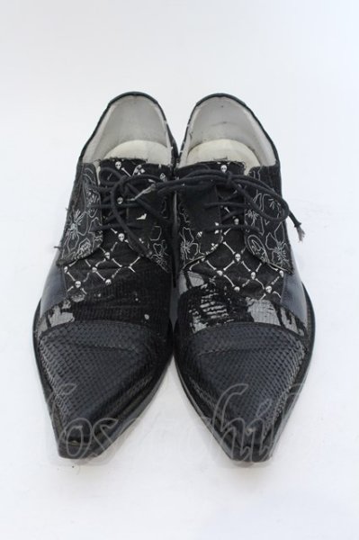 画像2: ROEN / パッチワーク切り替えドレスシューズ 40 1/2 ブラック O-25-04-06-086-Hi-sho-YM-ZT-S006 (2)