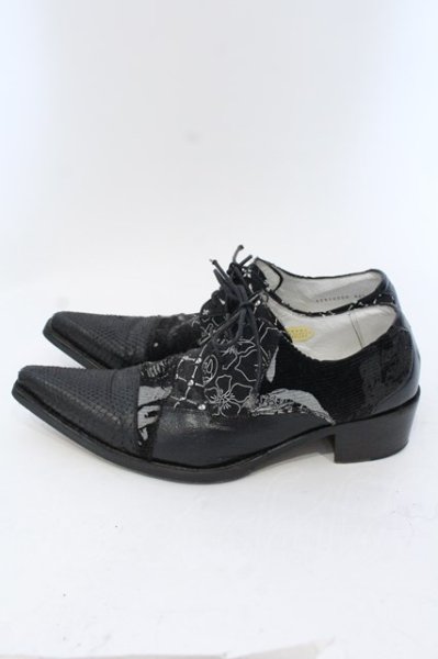 画像3: ROEN / パッチワーク切り替えドレスシューズ 40 1/2 ブラック O-25-04-06-086-Hi-sho-YM-ZT-S006 (3)