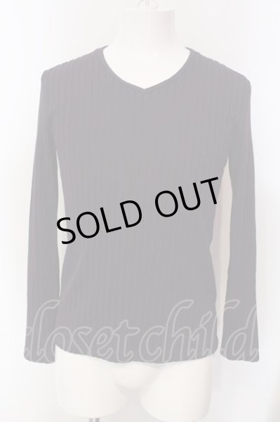 画像1: TORNADO MART / ワイドストライプＶネックカットソー M パープル O-25-04-06-023-TO-to-YM-ZT269 (1)