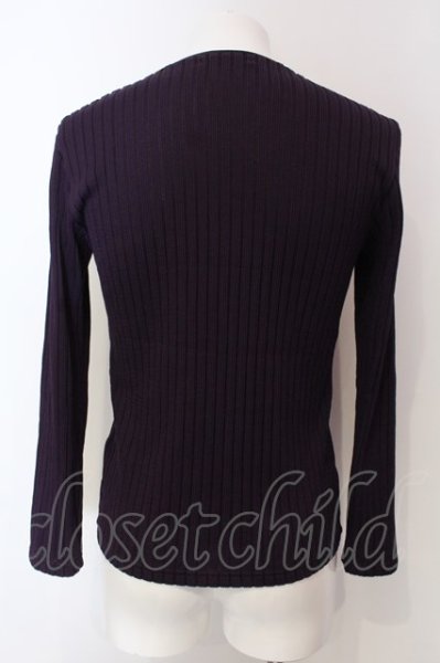 画像2: TORNADO MART / ワイドストライプＶネックカットソー M パープル O-25-04-06-023-TO-to-YM-ZT269 (2)