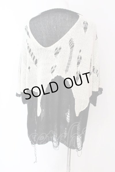 画像2: CIVARIZE / クラッシュ加工レイヤードサマーニット F ブラックｘホワイト O-25-04-10-042-CI-to-YM-OS (2)