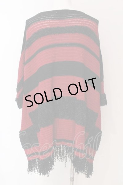 画像2: CIVARIZE / Ciel フリンジドルマンニットポンチョ F レッドｘブラック O-25-04-10-043-CI-to-YM-OS (2)