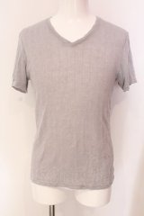 TORNADO MART / シワテレコVネックTシャツ  グレー O-25-04-10-068-TO-ts-YM-ZT144