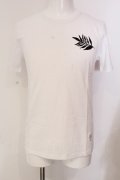 CavariA / パームプリントTシャツ 44 ホワイト O-25-04-10-071-Ca-ts-YM-ZT077