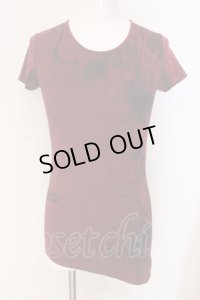 Roshell / レオパードスモークアシンメトリーTシャツ S レッド O-25-04-10-079-Ro-ts-YM-OS