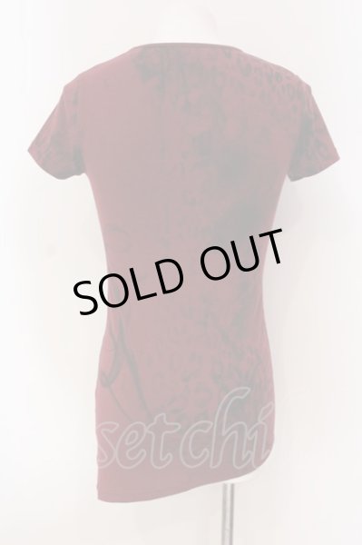 画像2: Roshell / レオパードスモークアシンメトリーTシャツ S レッド O-25-04-10-079-Ro-ts-YM-OS (2)