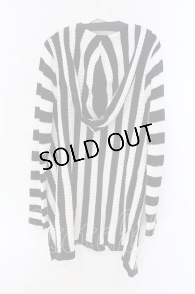 画像2: BERNINGS-SHO / ローゲージストライプガウンカーディガン M ホワイトｘブラック O-25-04-10-080-BE-to-YM-ZT143 (2)