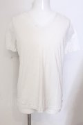 NO ID. / コットンリヨセルスムースVネックTシャツ 1 ブラックｘホワイト O-25-04-10-086-NO-ts-YM-ZT042