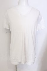 NO ID. / コットンリヨセルスムースVネックTシャツ 1 ブラックｘホワイト O-25-04-10-086-NO-ts-YM-ZT042