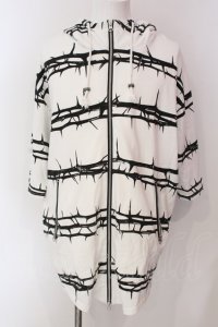 CIVARIZE / 総柄ハイネックジップアップ半袖パーカー 46 ホワイト O-25-04-10-008-CI-to-IG-OS