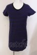 画像1: NO ID. BLACK / C天竺ボーダーラウンドU/N Tシャツ 2 パープルｘブラック O-25-04-10-088-NO-ts-YM-OS (1)