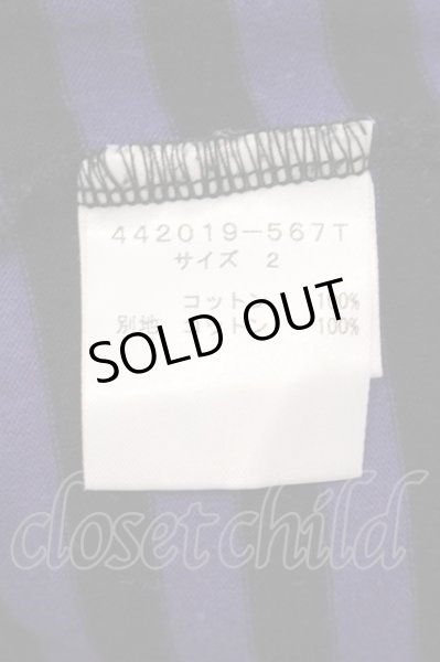 画像3: NO ID. BLACK / C天竺ボーダーラウンドU/N Tシャツ 2 パープルｘブラック O-25-04-10-088-NO-ts-YM-OS (3)