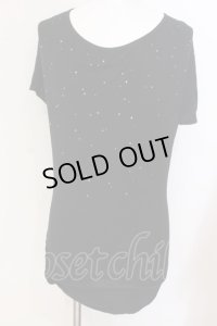 FUGA / ストーン装飾ドレープTシャツ 44 ブラック O-25-04-10-092-FU-ts-YM-OS