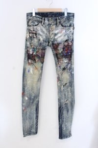LGB / ST103-B2D ペインティングパッチリペアデニムパンツ 27（メンズXS・レディースL相当） インディゴｘマルチ O-25-04-10-100-LG-pa-YM-OS