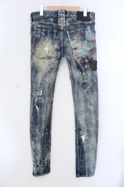 画像3: LGB / ST103-B2D ペインティングパッチリペアデニムパンツ 27(メンズXS・レディースL相当) インディゴxマルチ O-25-04-10-100-LG-pa-YM-ZT362 (3)