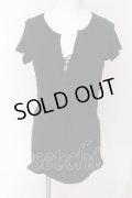 IFSIXWASNINE / LACE UP/HS/M　ストライプTシャツ【メンズ1】 1 ブラック O-25-04-10-011-IF-to-YM-OS