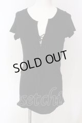 IFSIXWASNINE / LACE UP/HS/M　ストライプTシャツ【メンズ1】 1 ブラック O-25-04-10-011-IF-to-YM-OS
