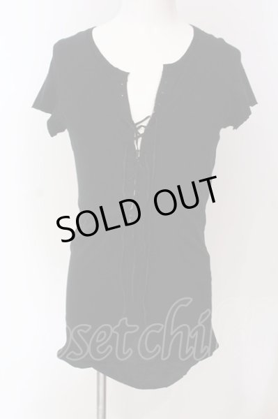 画像1: IFSIXWASNINE / LACE UP/HS/M　ストライプTシャツ【メンズ1】 1 ブラック O-25-04-10-011-IF-to-YM-OS (1)
