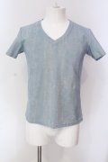 TORNADO MART / ハーフデニムプリントハイテンション半袖Tシャツ M サックス O-25-04-10-015-TO-ts-YM-ZT313