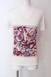 画像1: SEANA / スクエアナンバーVネックTシャツ L ホワイトｘピンク O-25-04-10-022-SE-ts-YM-OS (1)