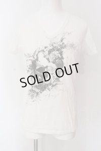 MURDER LICENSE / フラワースカルVネックTシャツ 48 ホワイト O-25-04-10-023-MU-ts-YM-OS