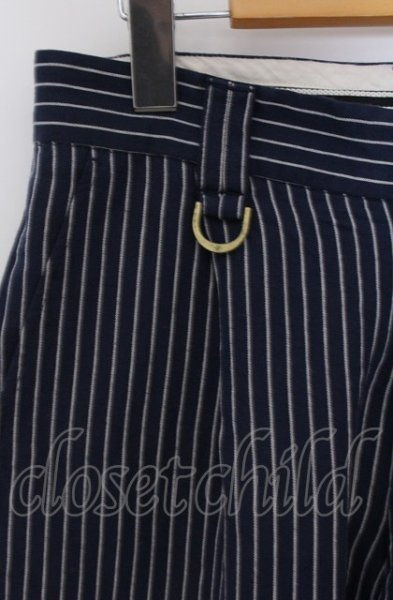 画像2: NO ID. / YUNSA 麻混アンクルトラウザーズパンツ 1 ブルー O-25-04-11-038-NO-pa-YM-ZT313 (2)