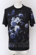 画像1: SHELLAC / semantic designコラボフラワープリントTシャツ M ブラックｘブルー O-25-04-11-007-SH-ts-YM-OS (1)