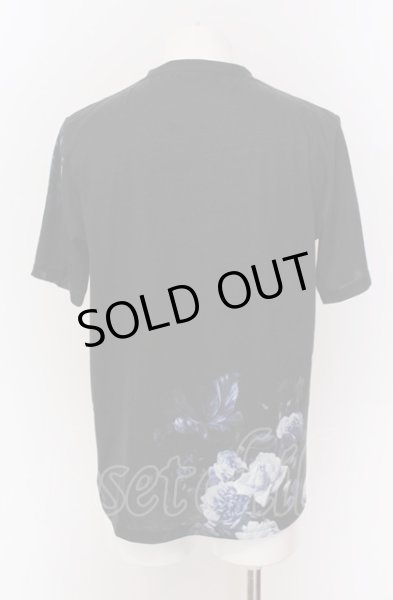 画像2: SHELLAC / semantic designコラボフラワープリントTシャツ M ブラックｘブルー O-25-04-11-007-SH-ts-YM-OS (2)