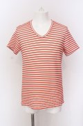 TORNADO MART / ボーダータックジャガードTシャツ L レッドｘホワイト O-25-04-11-012-TO-ts-YM-ZT198