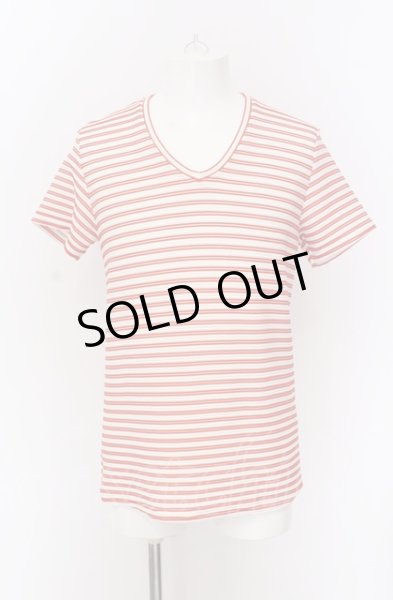 画像1: TORNADO MART / ボーダータックジャガードTシャツ L レッドｘホワイト O-25-04-11-012-TO-ts-YM-ZT198 (1)