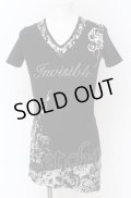 CIVARIZE / Jammerレイヤードラインストーン箔ラメプリントTシャツ 44 ブラック O-25-04-11-014-CI-ts-YM-OS