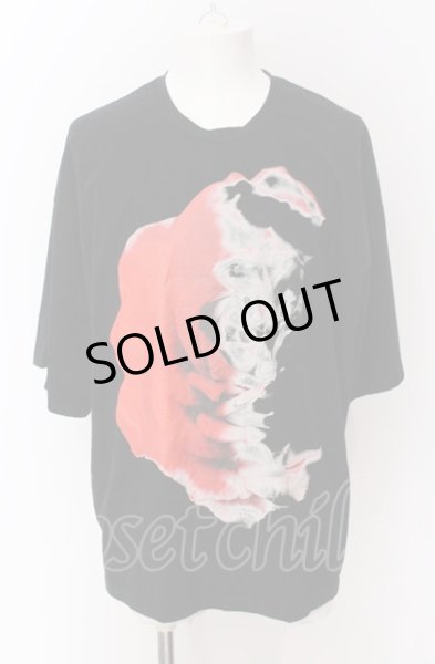 画像1: NO ID. / RoseプリントBIG Tシャツ ONE ブラック O-25-04-11-018-NO-ts-YM-ZT0414 (1)