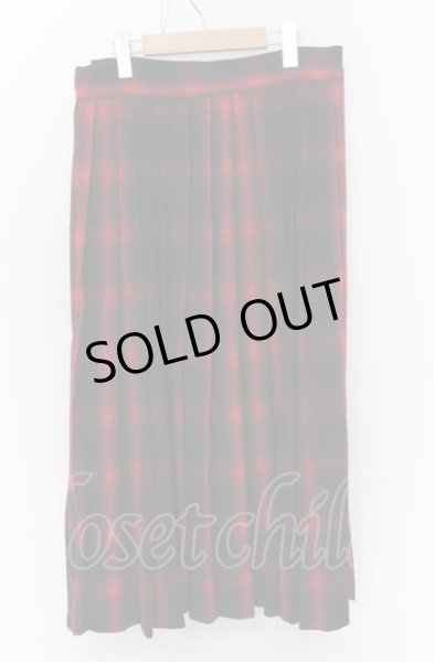 画像2: NO ID. BLACK / プリーツロングスカート ONESIZE レッド×ネイビーチェック O-25-04-18-026-NO-pa-IG-ZT281 (2)