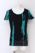 画像1: SEANA / ストライプブリーチTシャツ M グリーンxブラック O-25-04-18-008-SE-ts-YM-OS (1)