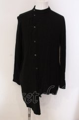 NO ID. BLACK / アシンメトリーバンドカラーシャツ ONE ブラック O-25-05-18-031-NO-sh-YM-ZT0521A