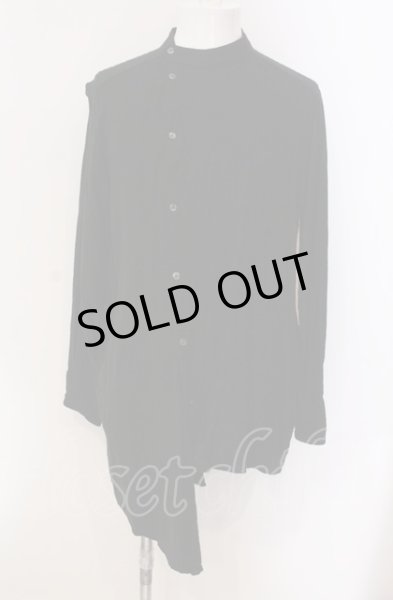 画像1: NO ID. BLACK / アシンメトリーバンドカラーシャツ ONE ブラック O-25-05-18-031-NO-sh-YM-ZT356 (1)