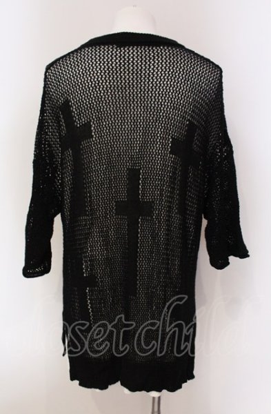 画像2: NO ID. BLACK / クロスモチーフレイヤードシアーニットトップス ONE ブラックｘホワイト O-25-05-18-033-NO-to-YM-ZT356 (2)