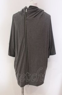 NO ID. BLACK / テレコドルマンスリーブZIPパーカー ONE グレー O-25-05-18-038-NO-to-YM-ZT354