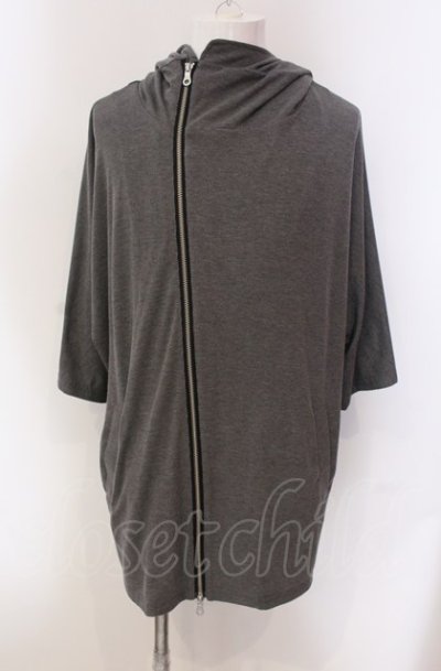 画像1: NO ID. BLACK / テレコドルマンスリーブZIPパーカー ONE グレー O-25-05-18-038-NO-to-YM-ZT0521A