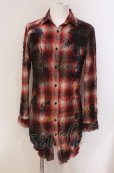 画像1: CIVARIZE / Gravitate ペンキ散らし加工チェックワッシャーロングシャツ 44 レッド O-25-05-18-042-CI-sh-YM-OS (1)