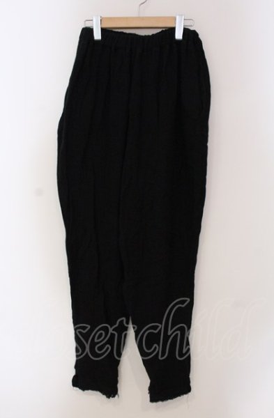 画像1: kujaku / コットンイージーパンツ 2 ブラック O-25-05-18-052-KU-pa-YM-ZT355 (1)