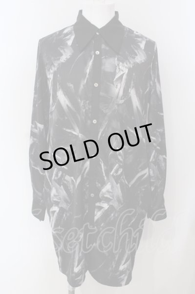 画像1: NO ID. BLACK / アイスバーグプリントクレリックシャツ 2 ブラック O-25-05-22-037-NO-sh-YM-ZT360 (1)