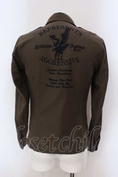 画像2: SHELLAC / イーグル刺繍ミリタリーシャツ 46 ブラウン O-25-05-22-042-SH-sh-YM-ZT342 (2)