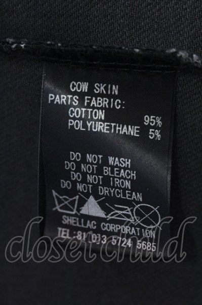 画像3: SHELLAC / カウレザー切り替えデニムトラッカージャケット 44 ブラック O-25-05-22-043-SH-ja-YM-ZT-ML036 (3)