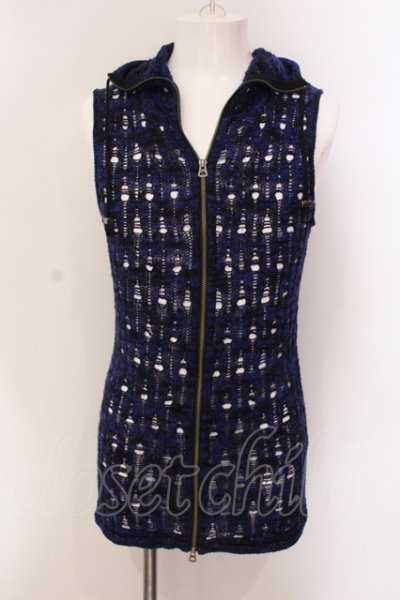 画像1: CIVARIZE / Injuryノースリロングニットパーカー 44 ブルー O-25-05-22-021-CI-to-YM-OS