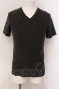 Rings / 立体パイルVネックTシャツ M グレー O-25-05-22-025-RI-ts-YM-OS